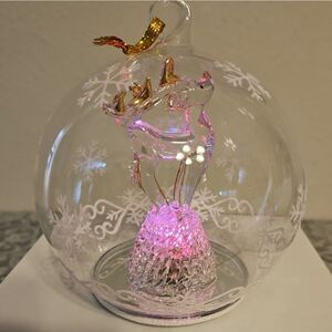 Vintage Soreele LED Lighted Glass Raindeer Globe